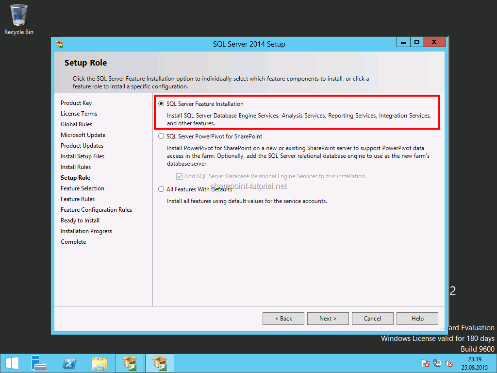 Select the SQL Server Feature Installation.